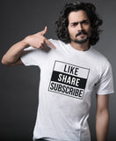 Like Share Subscribe - White T-Shirt