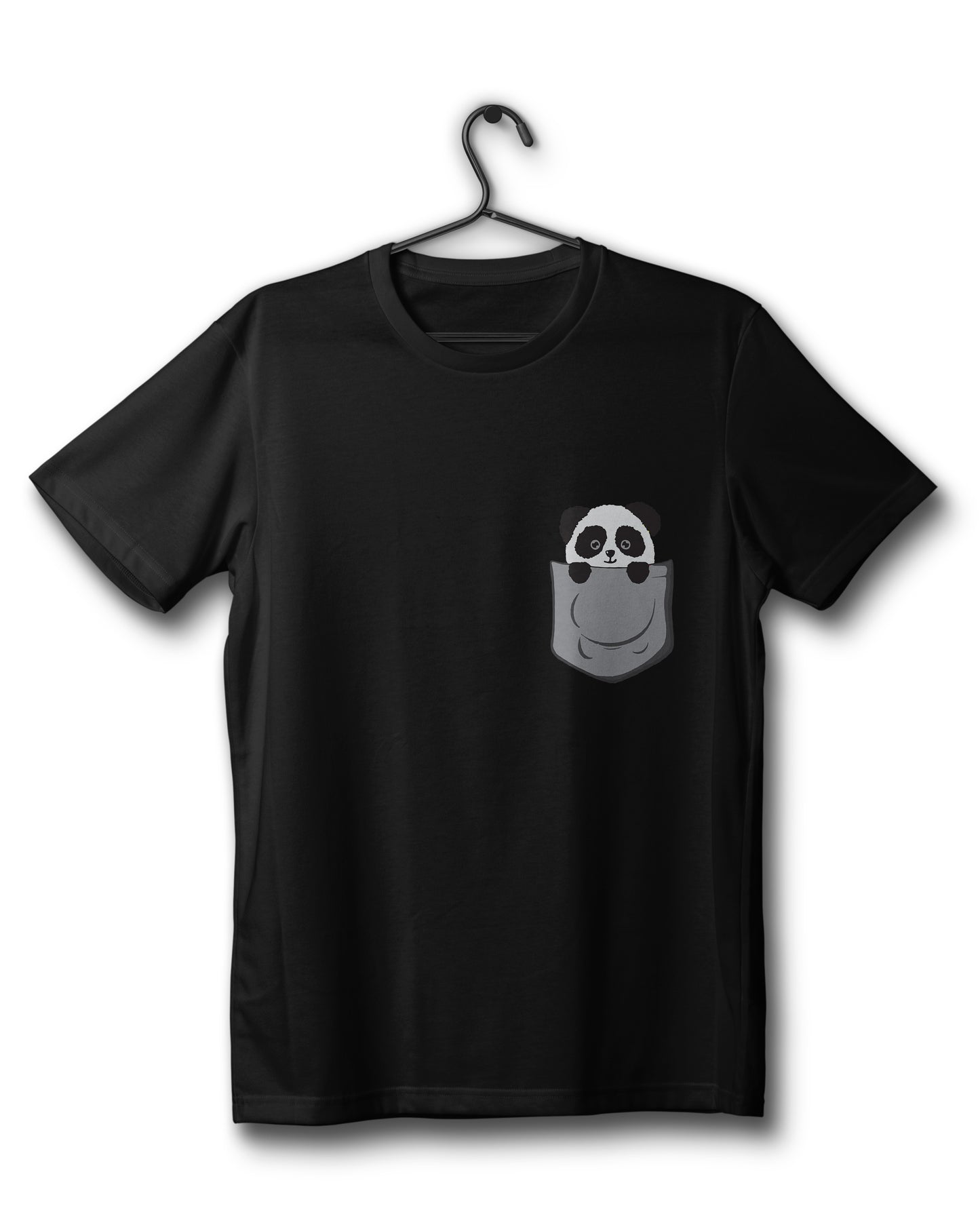 Grey Pocket Panda Edition - Black Tee